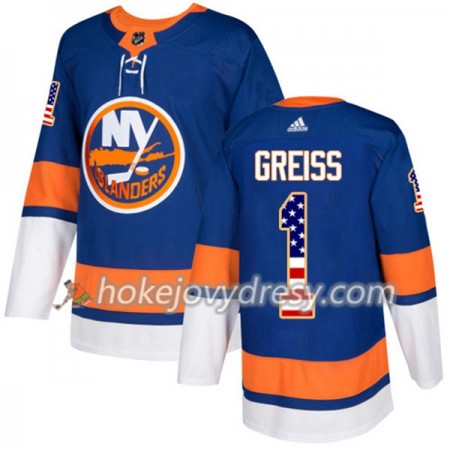 Pánské Hokejový Dres New York Islanders Thomas Greiss 1 2017-2018 USA Flag Fashion Modrá Adidas Authentic